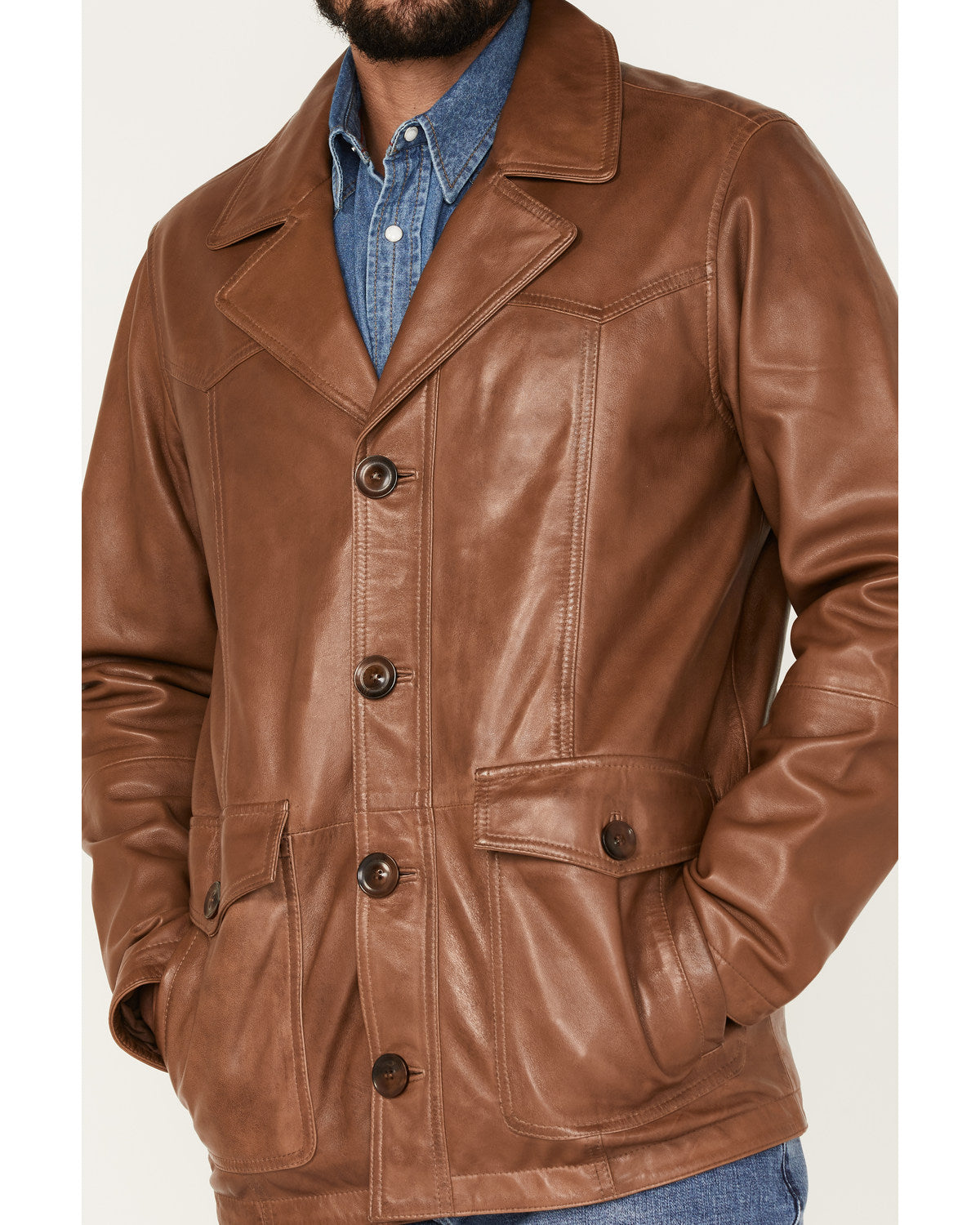 Men's Dale Leather Field Jacket Brown