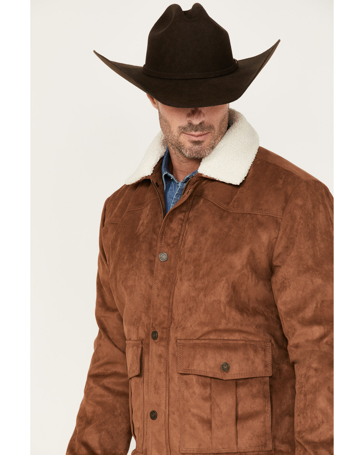 Men's Edward Faux Suede Sherpa Collar Bomber Jacket Brown