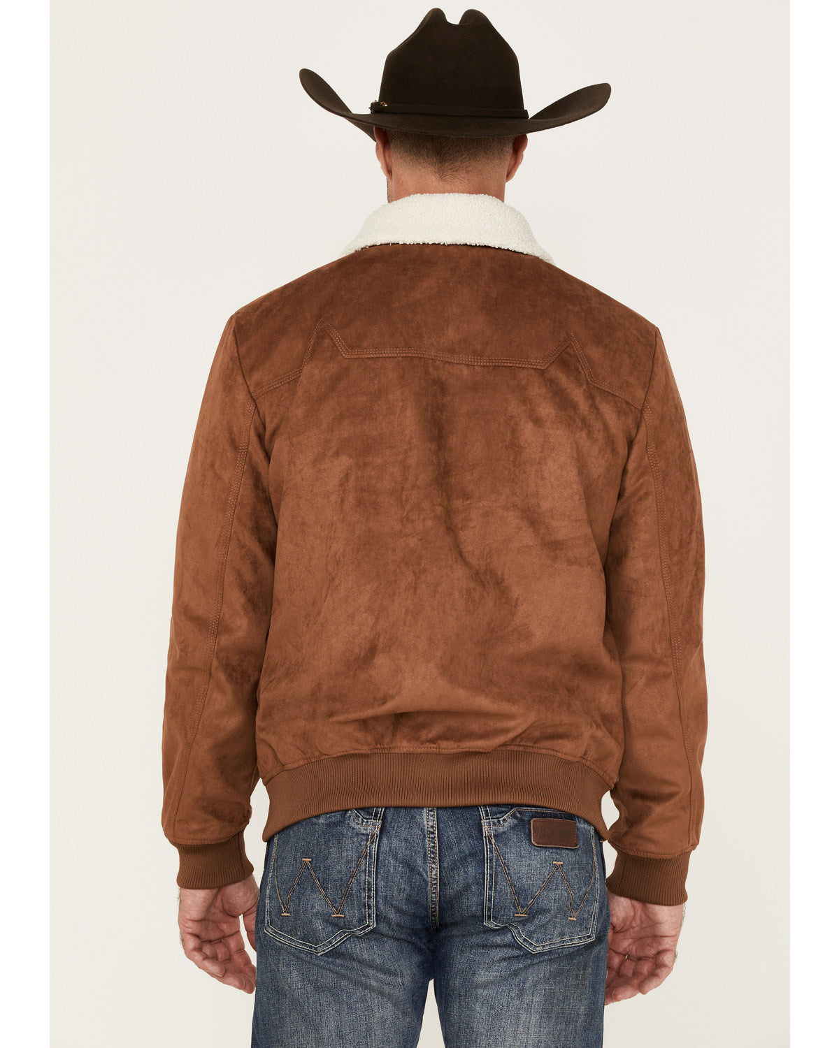 Men's Edward Faux Suede Sherpa Collar Bomber Jacket Brown