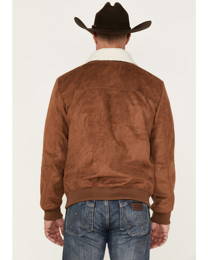 Men's Edward Faux Suede Sherpa Collar Bomber Jacket Brown