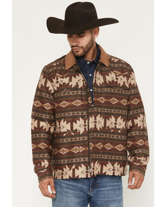 Men's FR Buck Southwestern Print Barn Coat Dark Brown