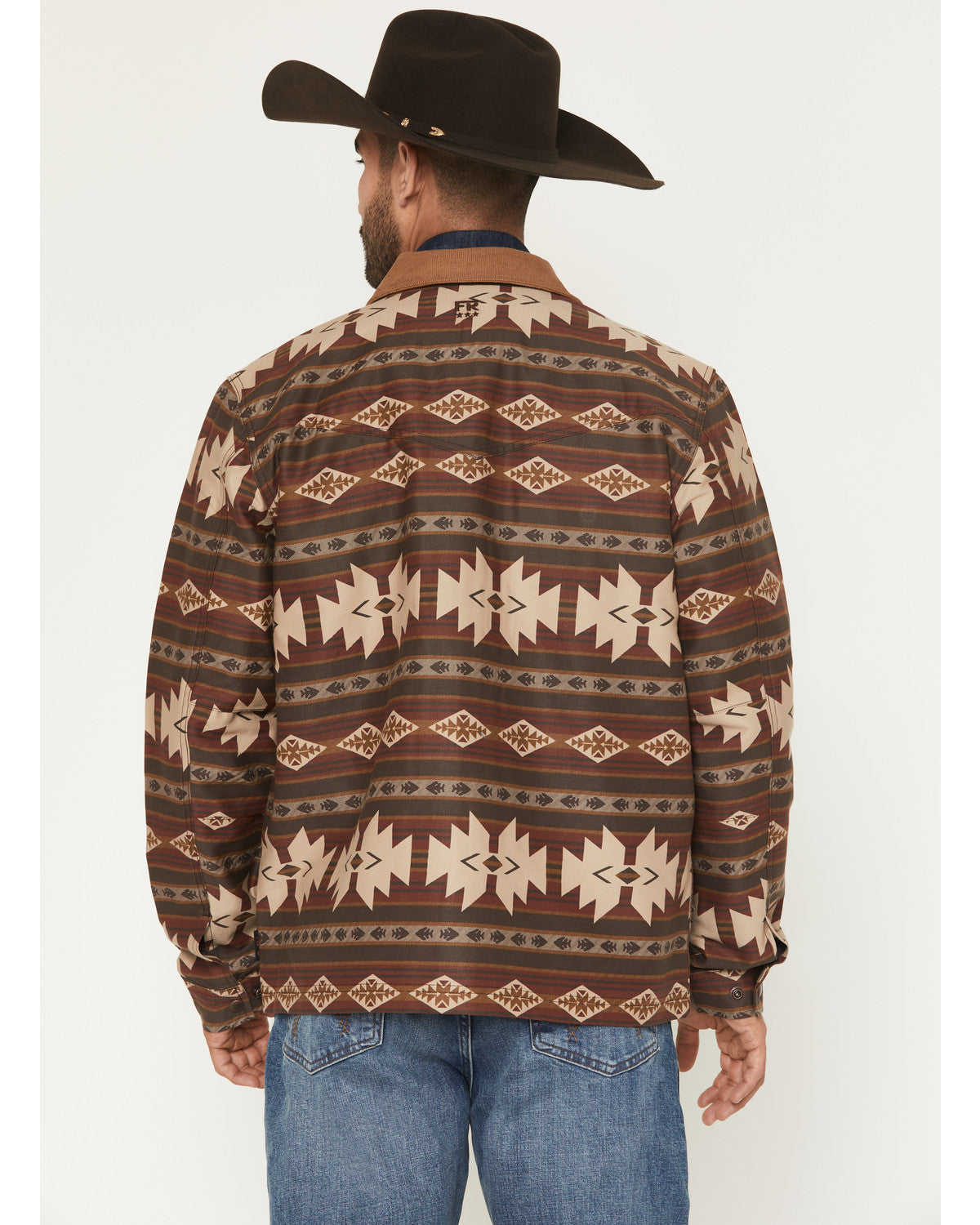 Men's FR Buck Southwestern Print Barn Coat Dark Brown