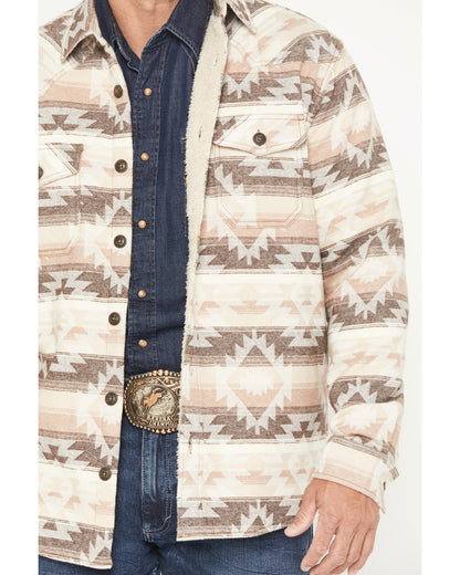 Men's Emmons Sherpa Lined Southwestern Striped Flannel Shir Tan