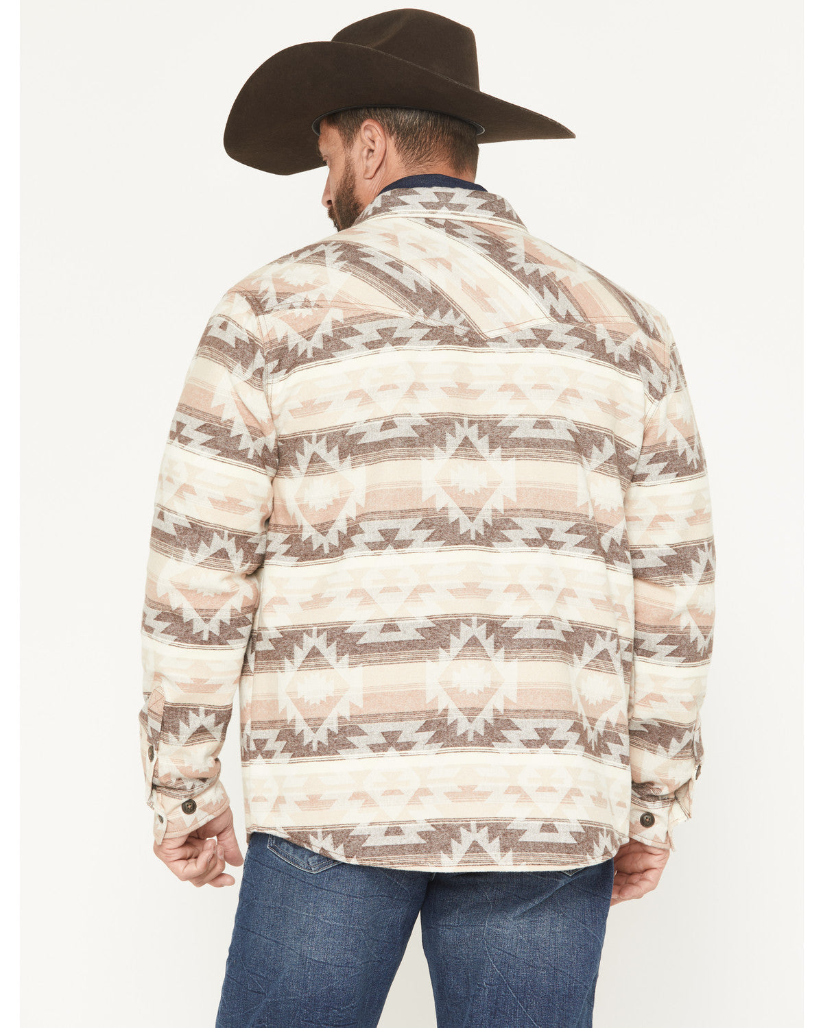 Men's Emmons Sherpa Lined Southwestern Striped Flannel Shir Tan