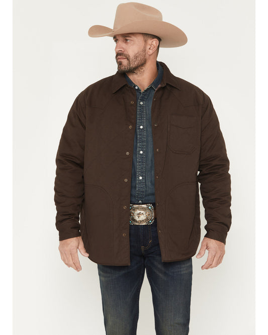 Men's Boone Quilted Flannel Lined Snap Shirt Jacket Brown