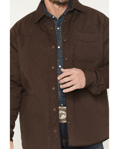 Men's Boone Quilted Flannel Lined Snap Shirt Jacket Brown
