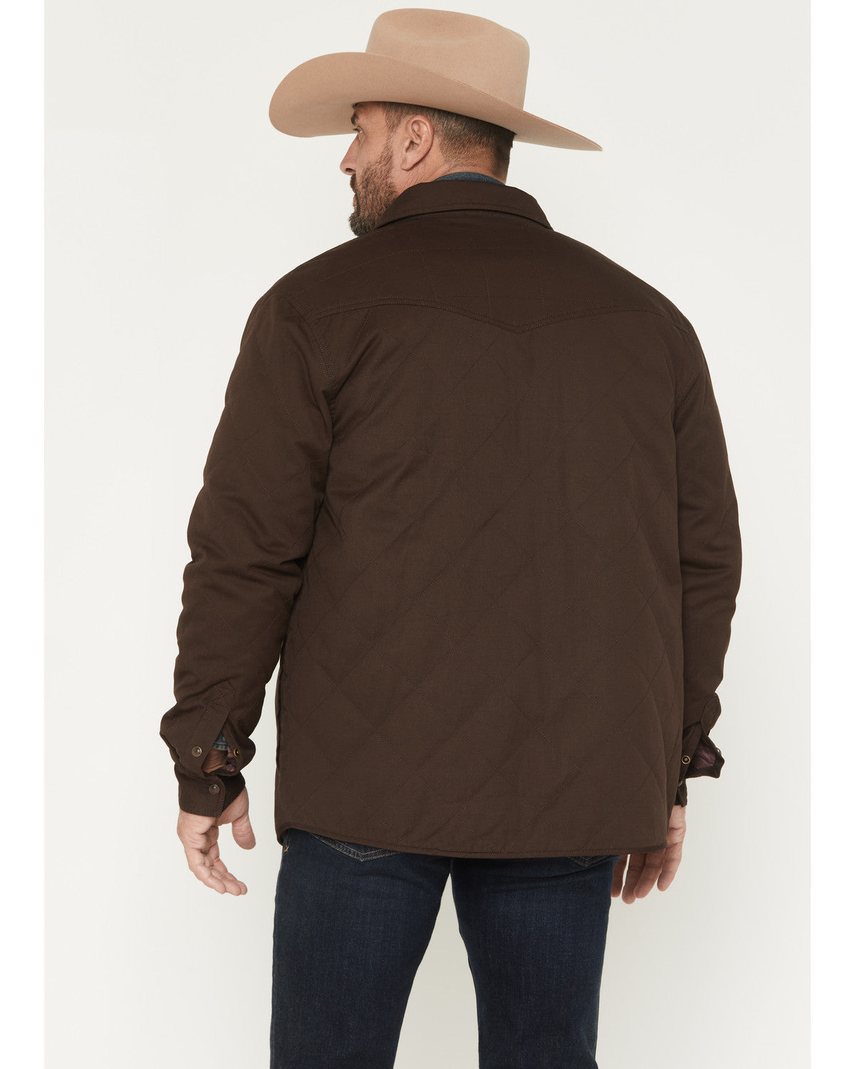 Men's Boone Quilted Flannel Lined Snap Shirt Jacket Brown