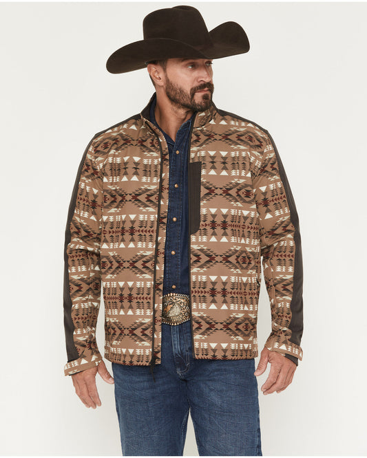 Men's Calhoun Southwestern Print Textured Softshell Jacket Brown