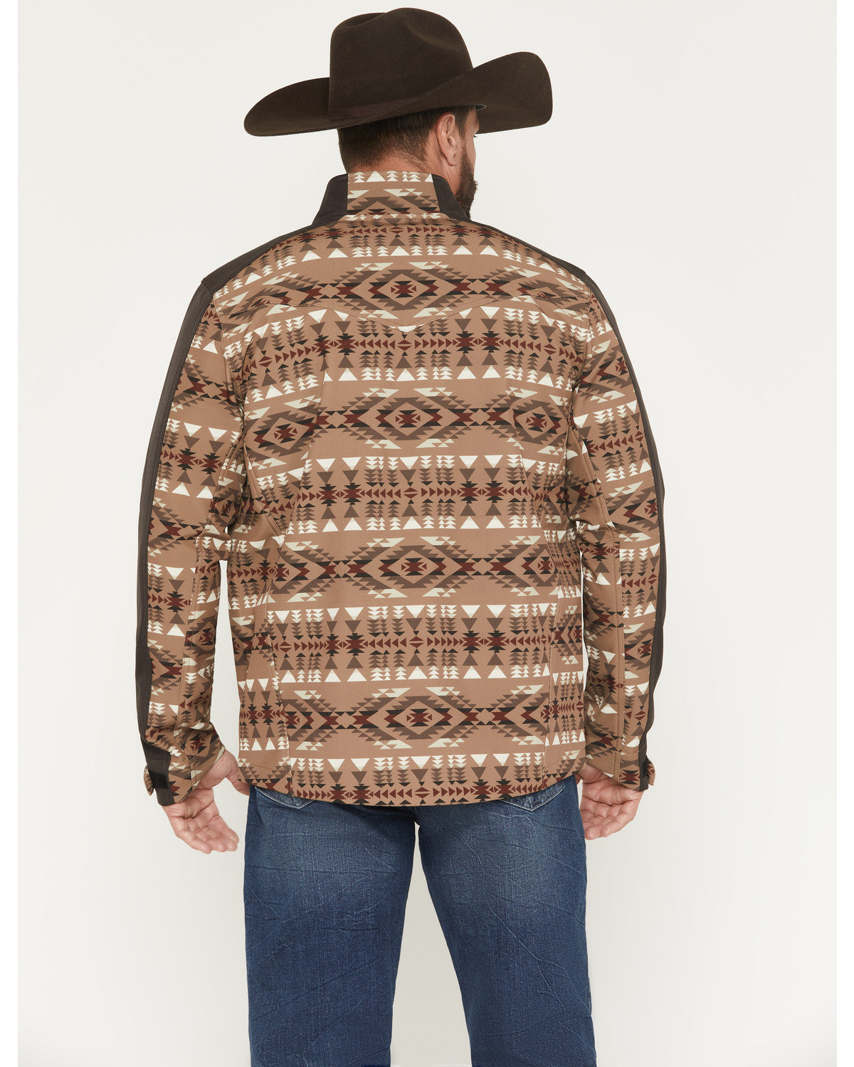 Men's Calhoun Southwestern Print Textured Softshell Jacket Brown
