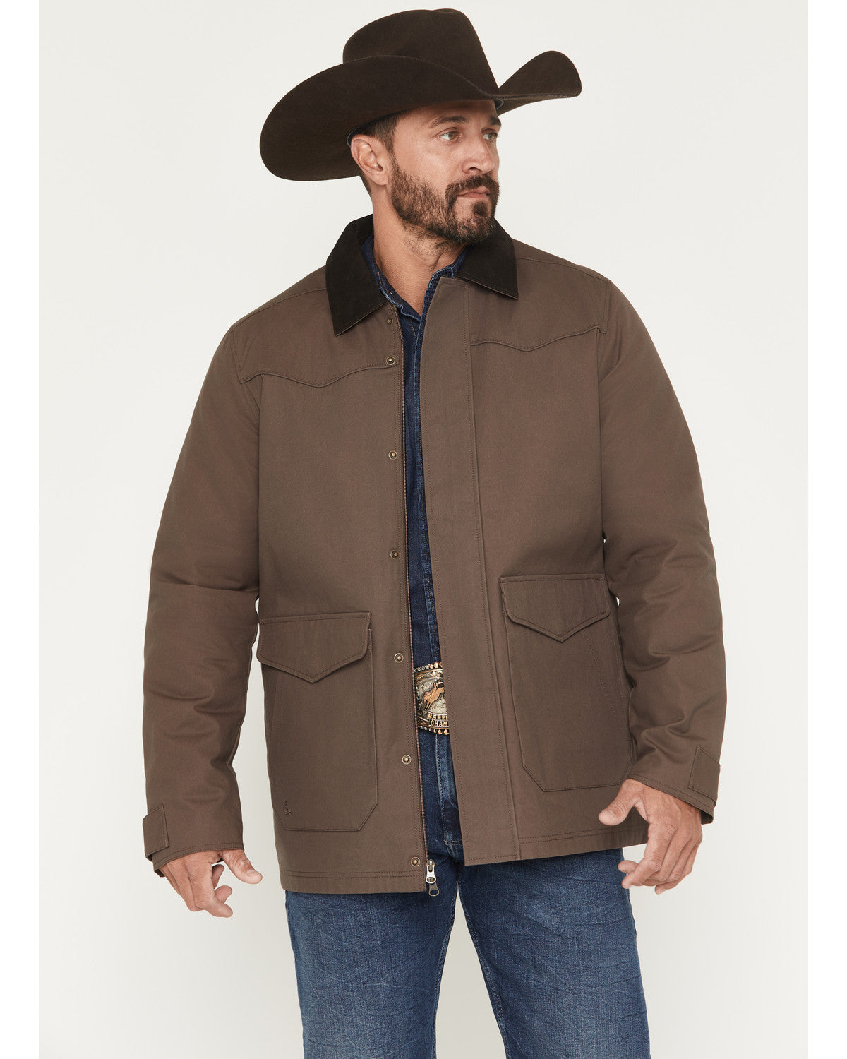 Men's Weston Canvas Long Rancher Jacket Dark Brown