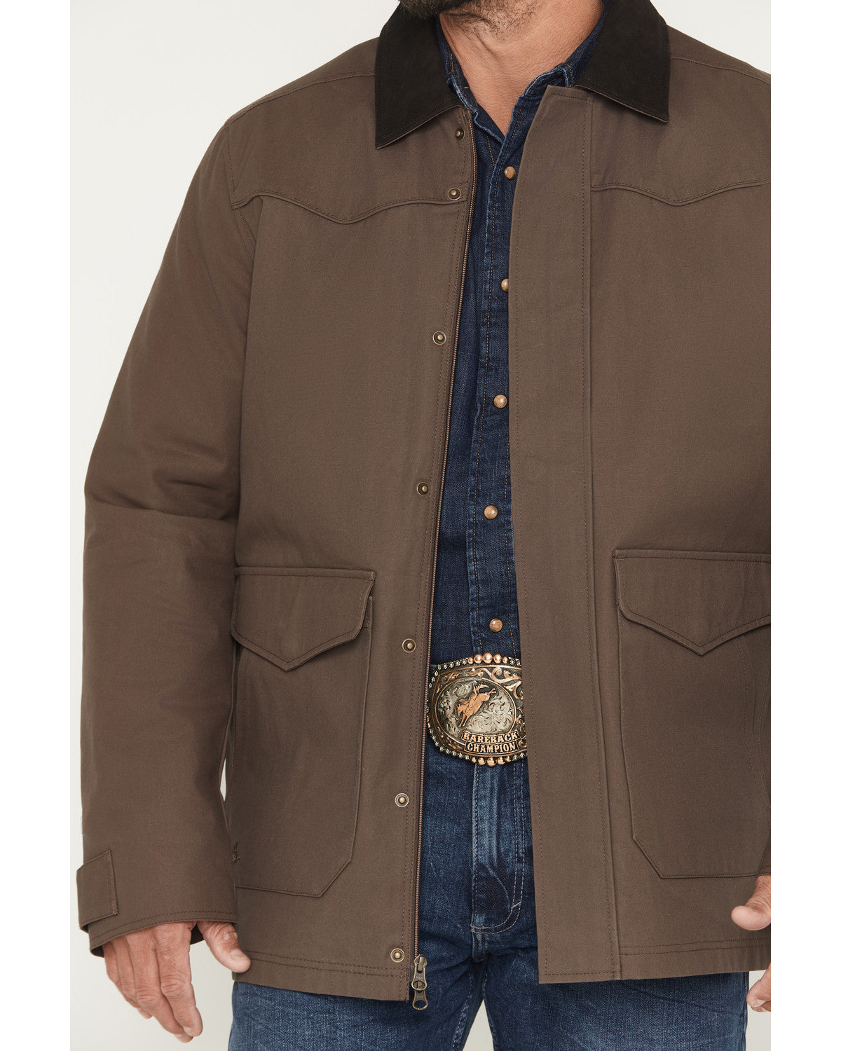 Men's Weston Canvas Long Rancher Jacket Dark Brown