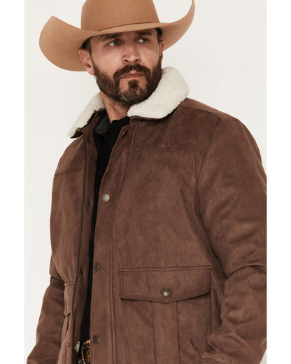 Men's Edward Faux Suede Snap Sherpa Bomber Jacket Dark Brown