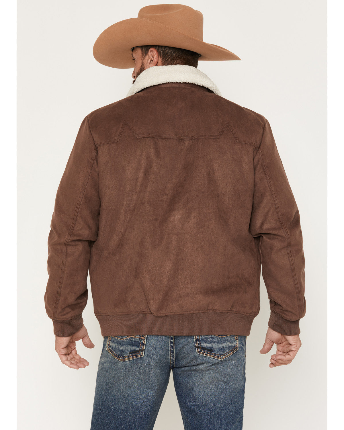 Men's Edward Faux Suede Snap Sherpa Bomber Jacket Dark Brown