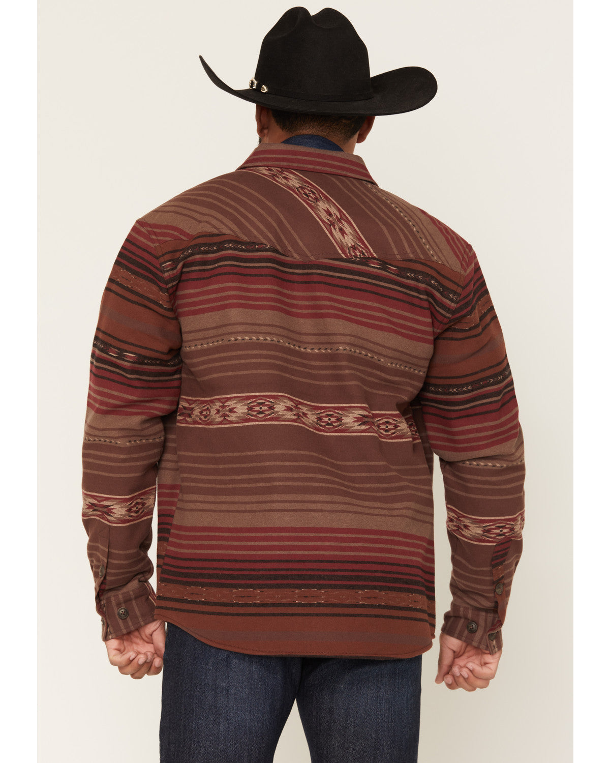 Men's Drif Southwestern Serape Striped Fleece Lined Shirt J Brown