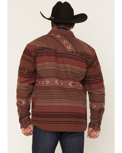 Men's Drif Southwestern Serape Striped Fleece Lined Shirt J Brown