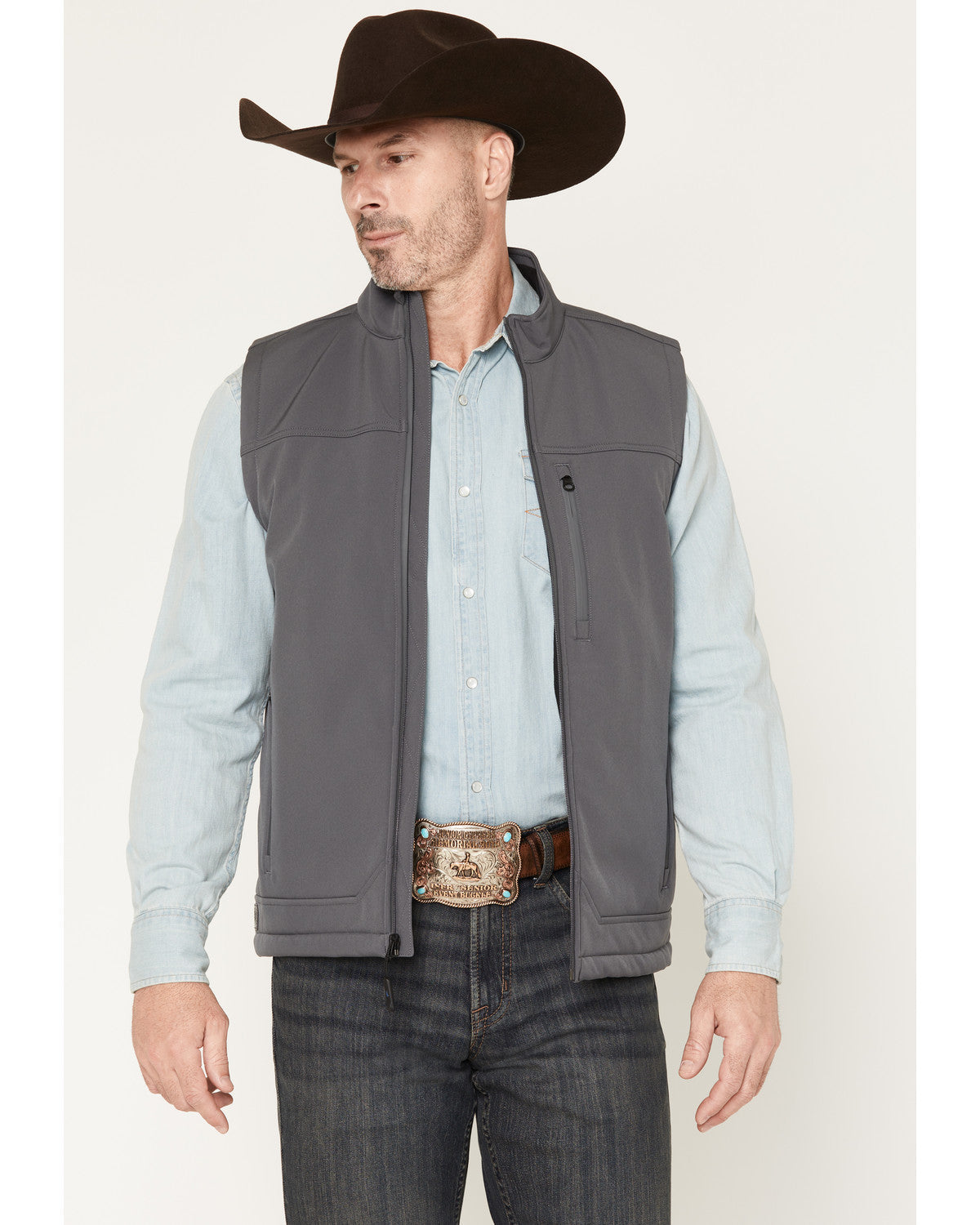 Men's Estacado Solid Concealed Carry Softshell Vest - Big Charcoal