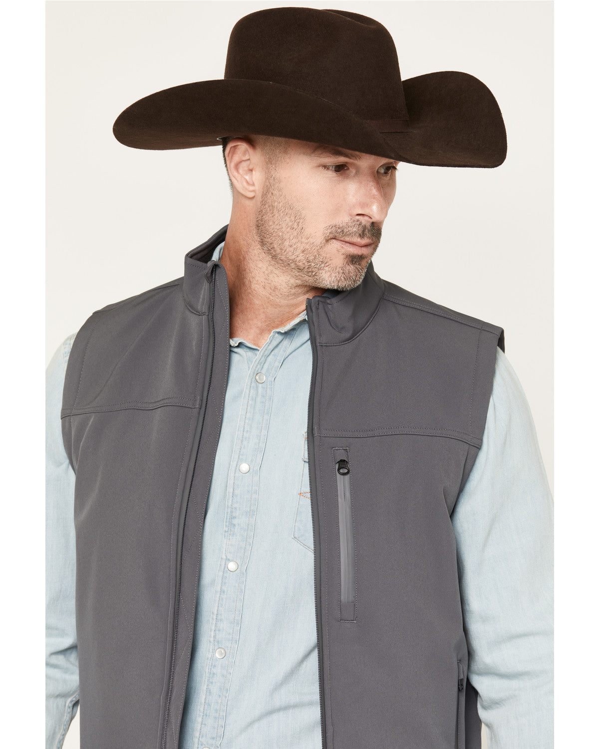 Men's Estacado Solid Concealed Carry Softshell Vest - Big Charcoal