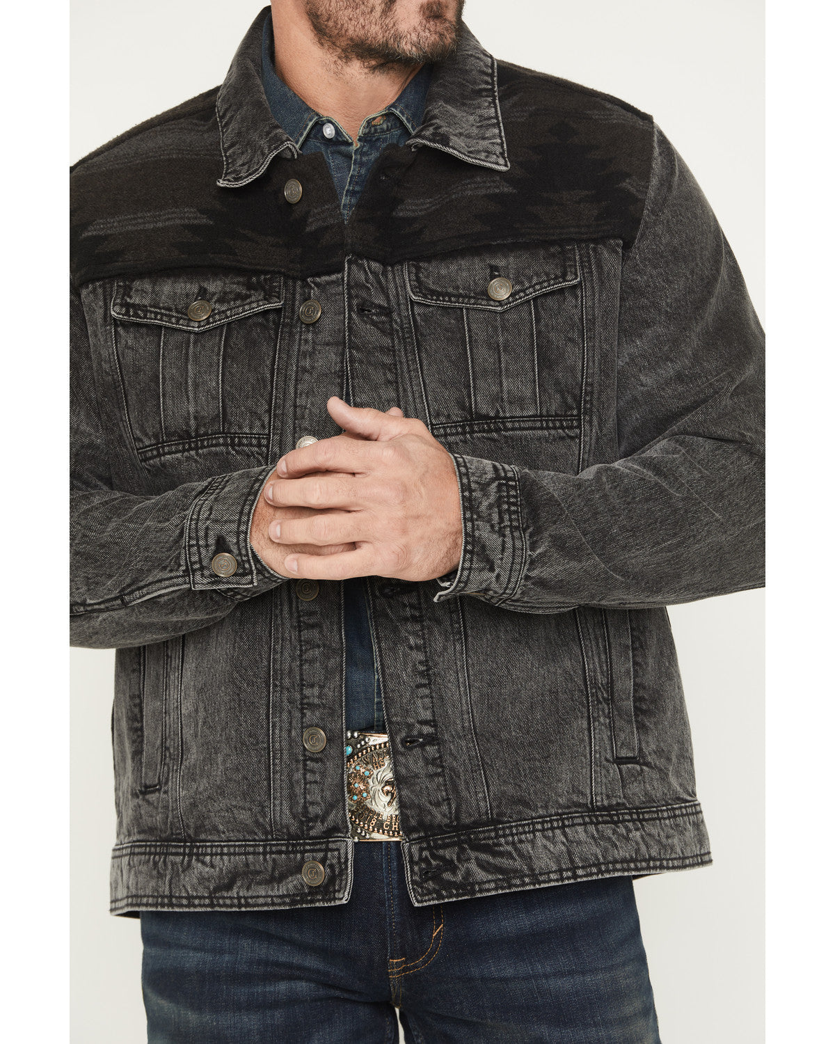 Men's Blanket Yoke Denim Jacket Black
