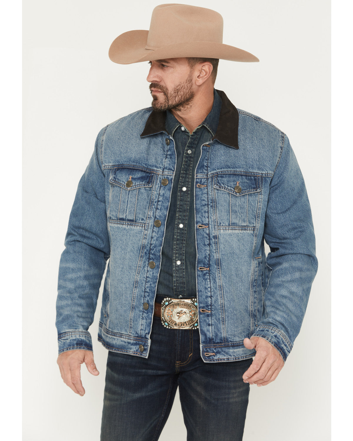Men's Bandera Light Wash Sherpa Lined Denim Jacket Light Wash