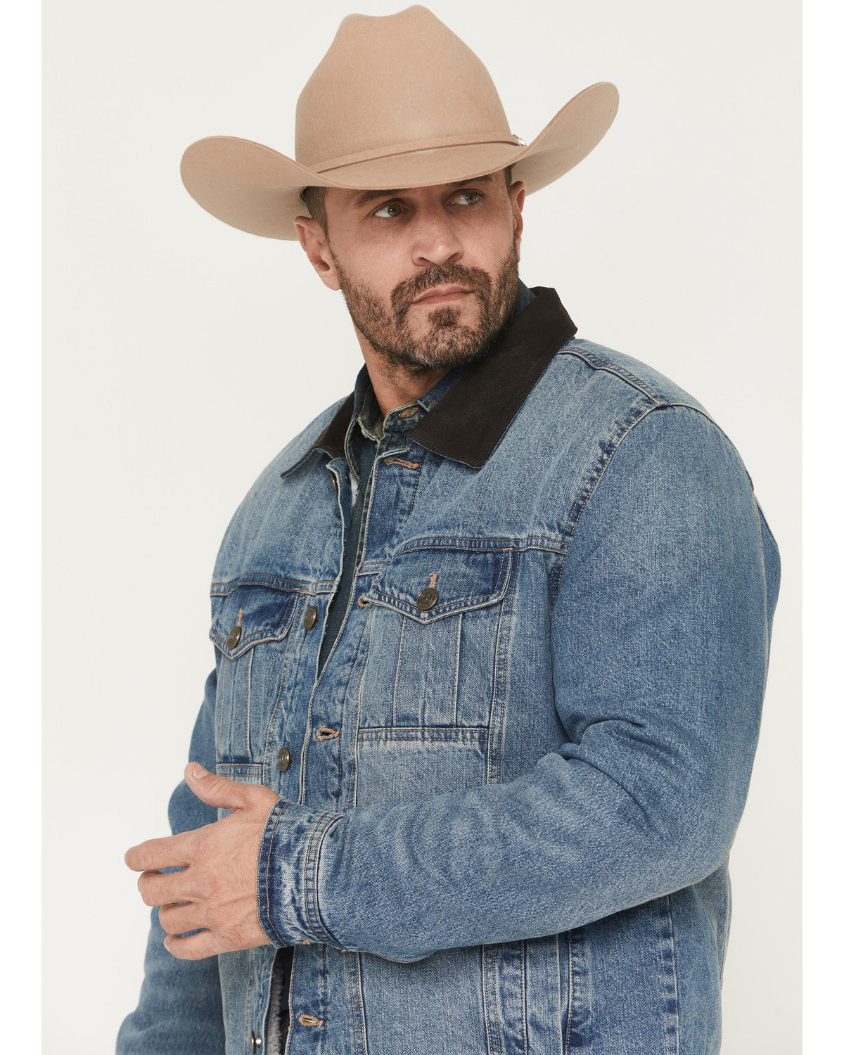 Men's Bandera Light Wash Sherpa Lined Denim Jacket Light Wash