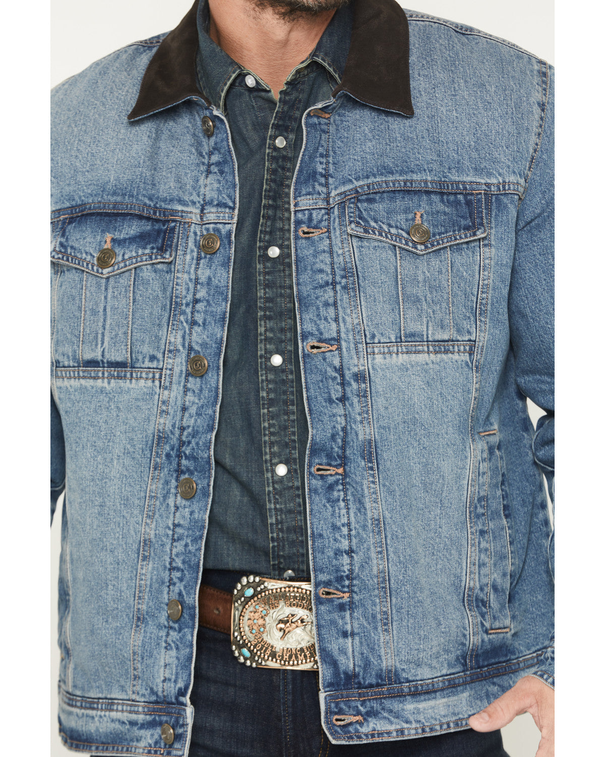 Men's Bandera Light Wash Sherpa Lined Denim Jacket Light Wash