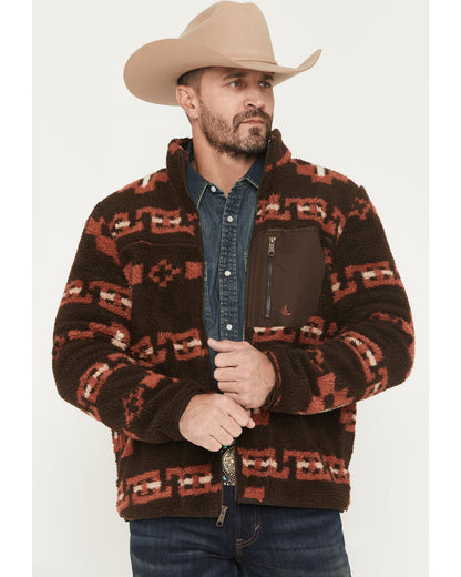 Men's Izard Southwestern Print Sherpa Zip Jacket Brown