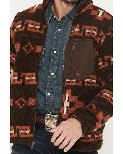 Men's Izard Southwestern Print Sherpa Zip Jacket Brown
