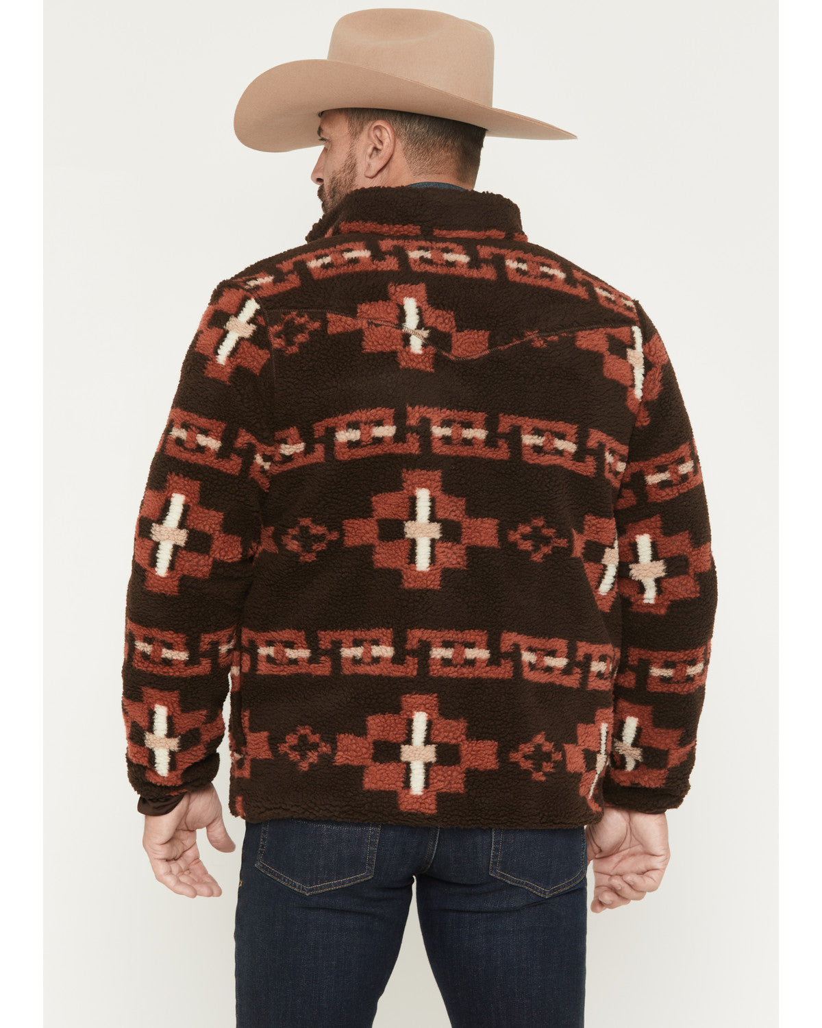 Men's Izard Southwestern Print Sherpa Zip Jacket Brown