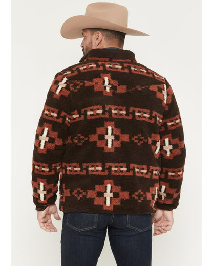 Men's Izard Southwestern Print Sherpa Zip Jacket Brown