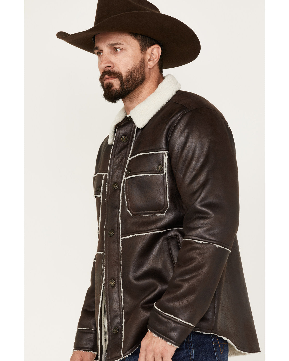 Men's Carmine Faux Shearling Shacket Brown