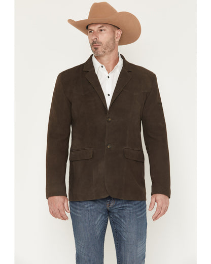 Men's Genuine Suede Leather Blazer Dark Brown