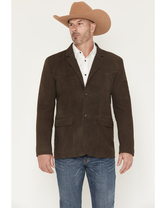 Men's Genuine Suede Leather Blazer Dark Brown