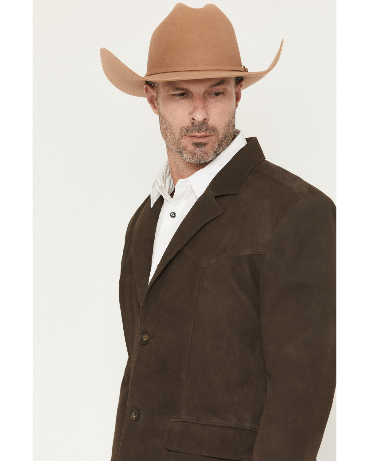 Men's Genuine Suede Leather Blazer Dark Brown
