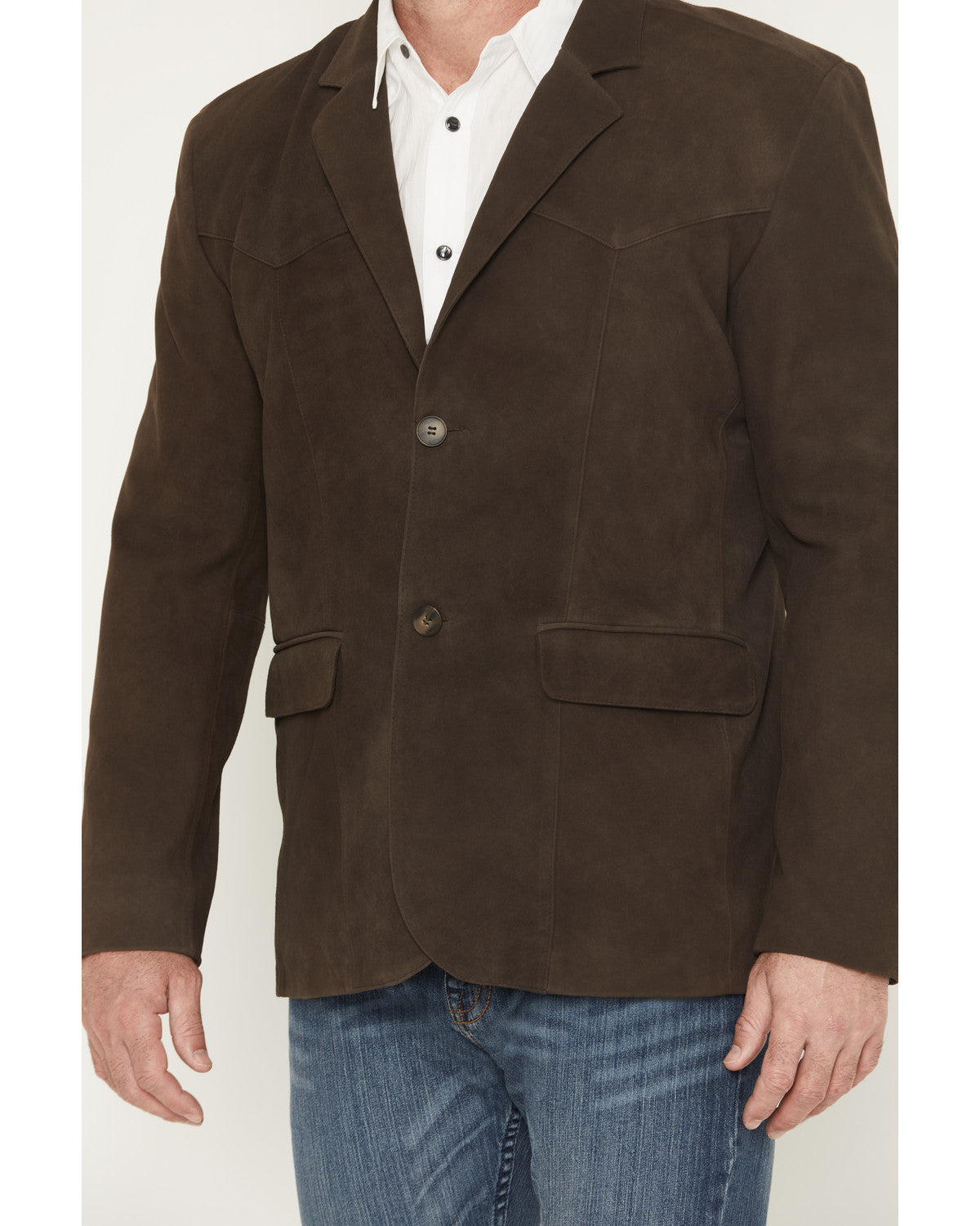 Men's Genuine Suede Leather Blazer Dark Brown