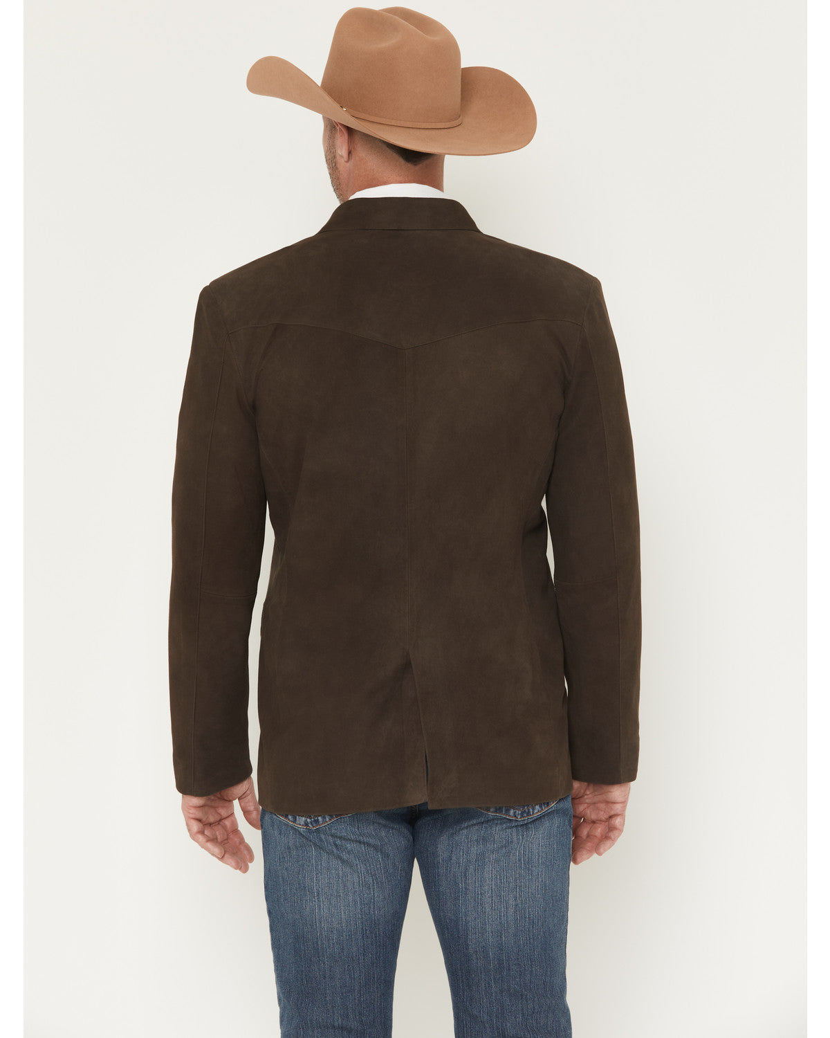 Men's Genuine Suede Leather Blazer Dark Brown