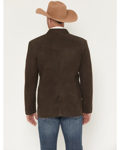 Men's Genuine Suede Leather Blazer Dark Brown