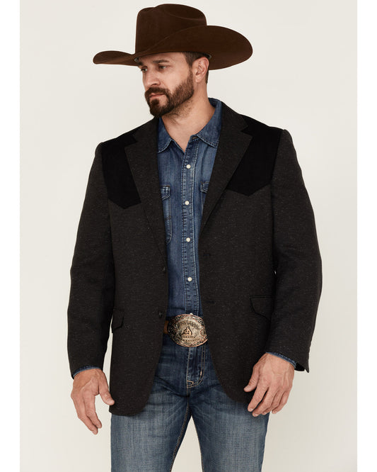 Men's Waco Contrast Yolk Button Down Western Sportcoat Charcoal
