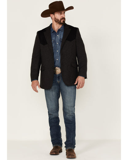 Men's Waco Contrast Yolk Button Down Western Sportcoat Charcoal