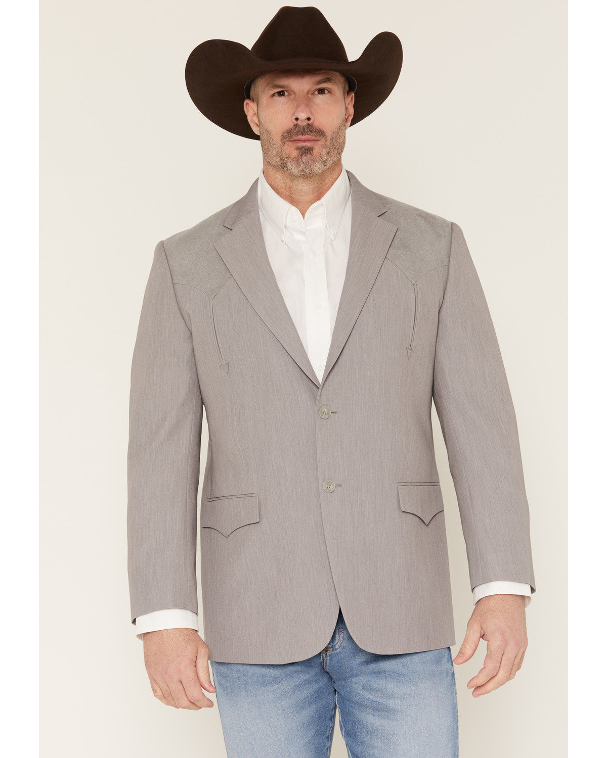 Men's The Big Spring Faux Suede Button-Down Sportcoat Light Grey
