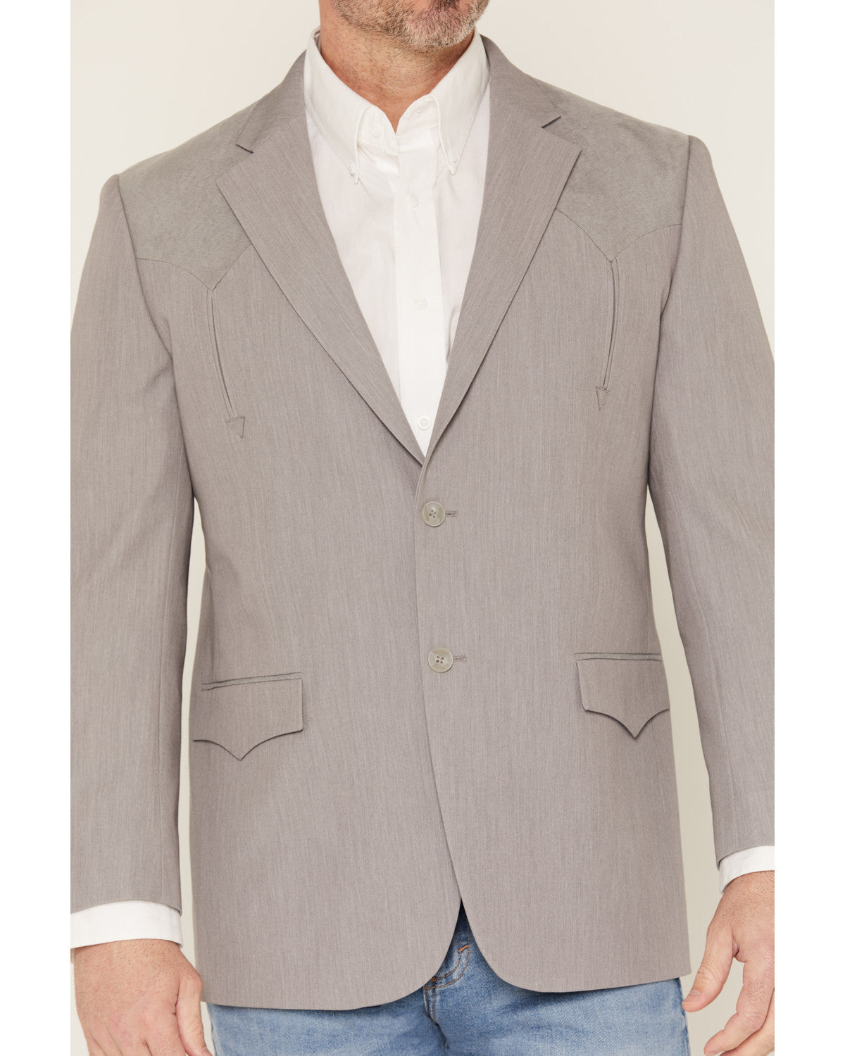 Men's The Big Spring Faux Suede Button-Down Sportcoat Light Grey