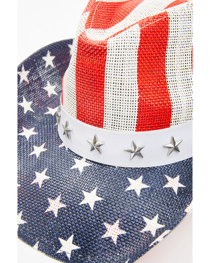 Men's Justice Straw Cowboy Hat Red/white/blue