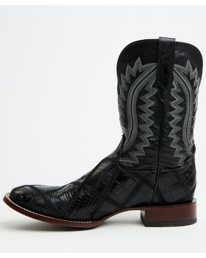 Men's Exotic American Alligator Western Boots - Broad Squar Black