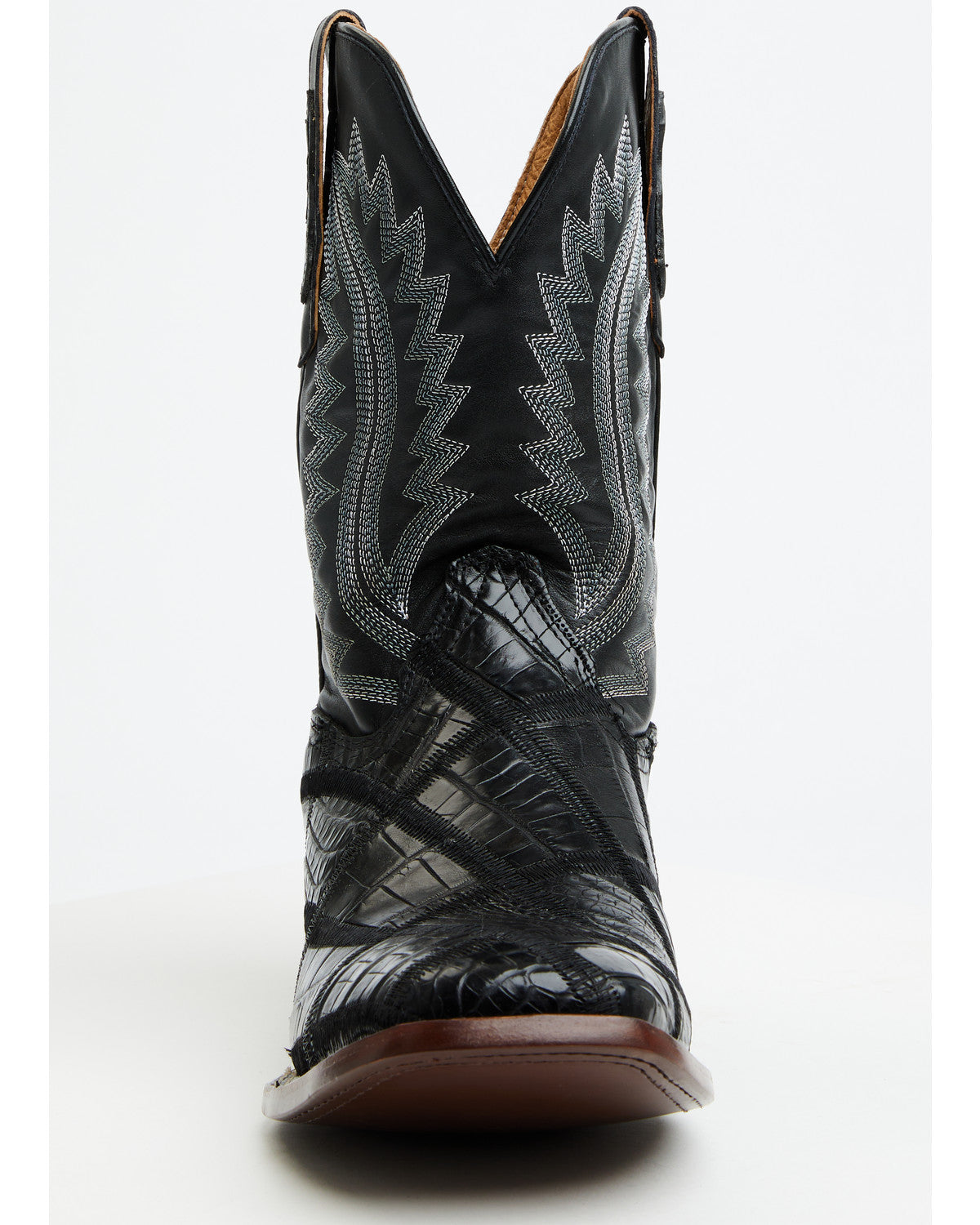 Men's Exotic American Alligator Western Boots - Broad Squar Black
