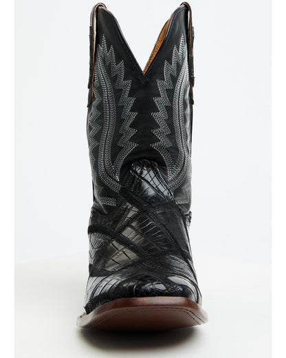 Men's Exotic American Alligator Western Boots - Broad Squar Black