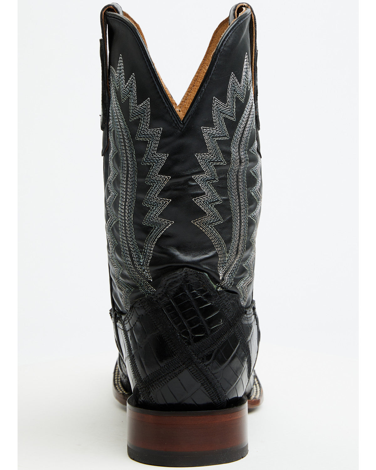 Men's Exotic American Alligator Western Boots - Broad Squar Black