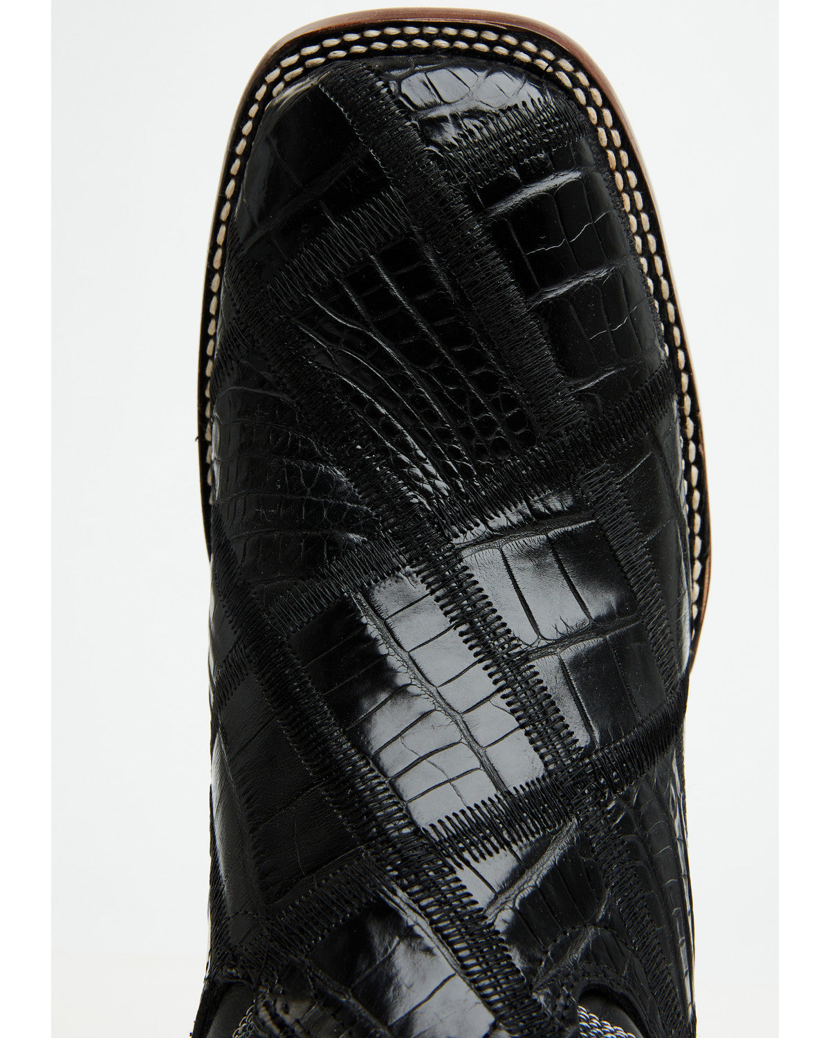 Men's Exotic American Alligator Western Boots - Broad Squar Black