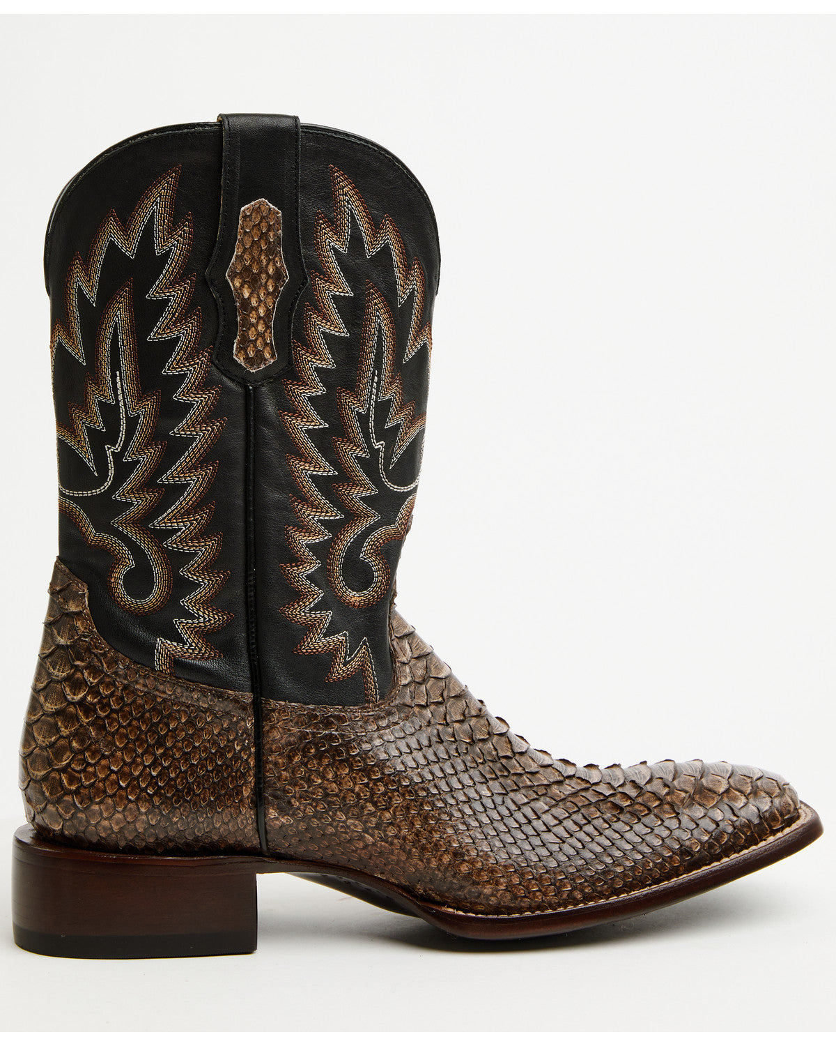 Men's Slyde Exotic Python Western Boots - Broad Square Toe Brown