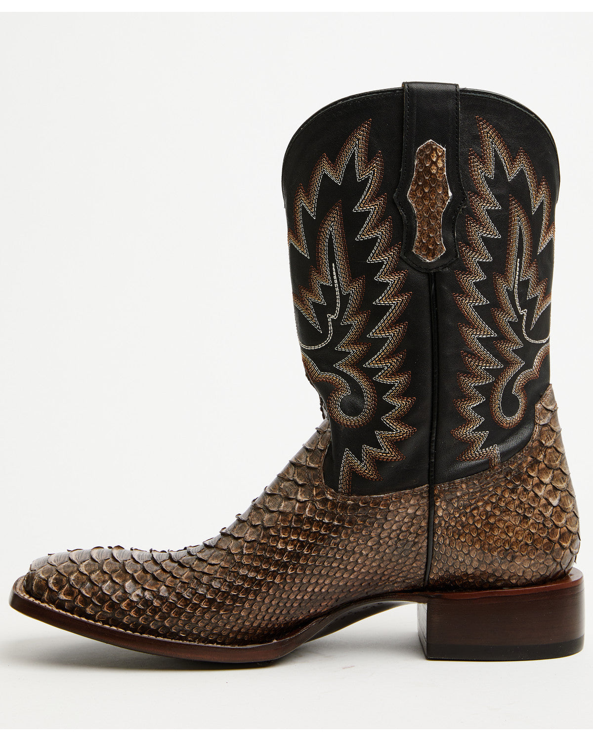 Men's Slyde Exotic Python Western Boots - Broad Square Toe Brown