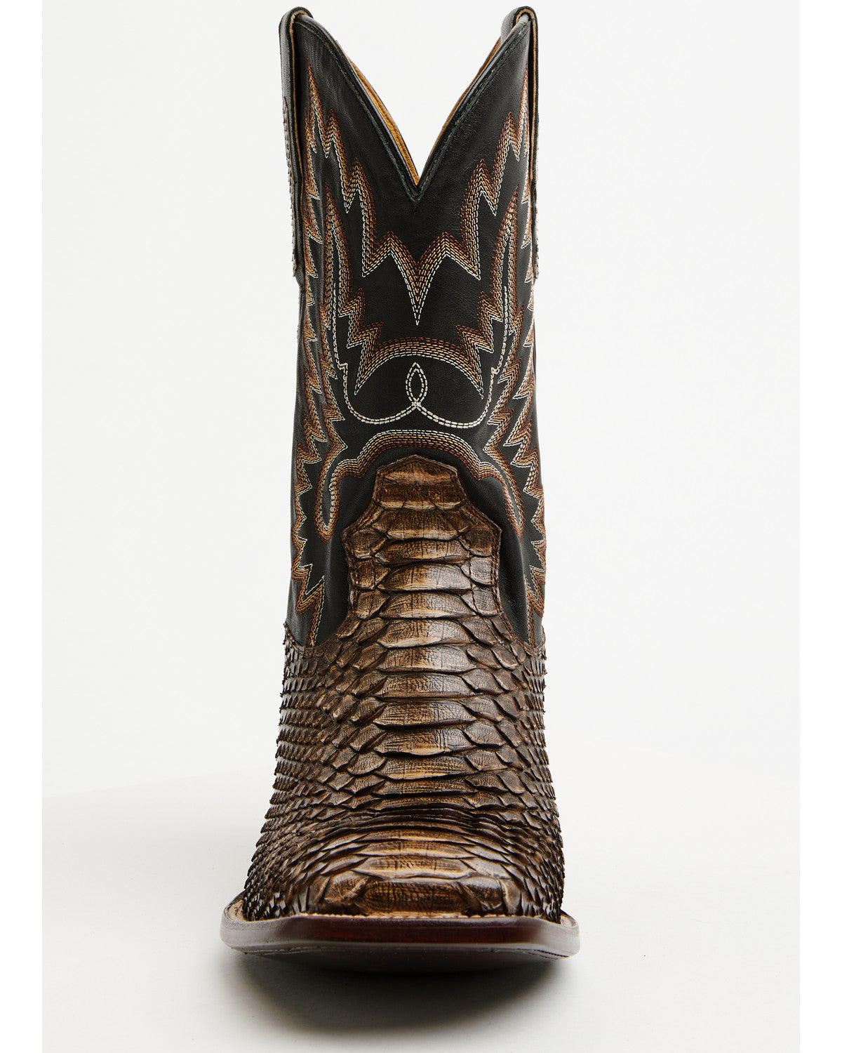 Men's Slyde Exotic Python Western Boots - Broad Square Toe Brown