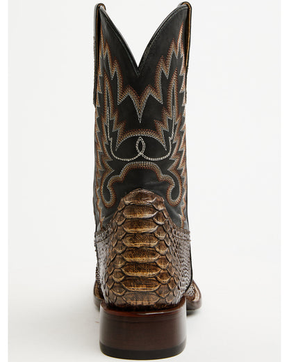 Men's Slyde Exotic Python Western Boots - Broad Square Toe Brown